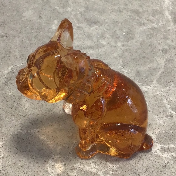 Vtg Westmoreland 2.5” Glass Bulldog Figurine Rhinestone Eyes - Picture 2 of 6